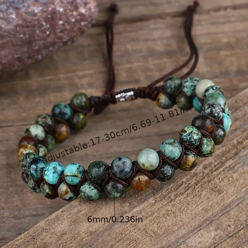 Handmade Double-Layer African Pine Bead Bracelet