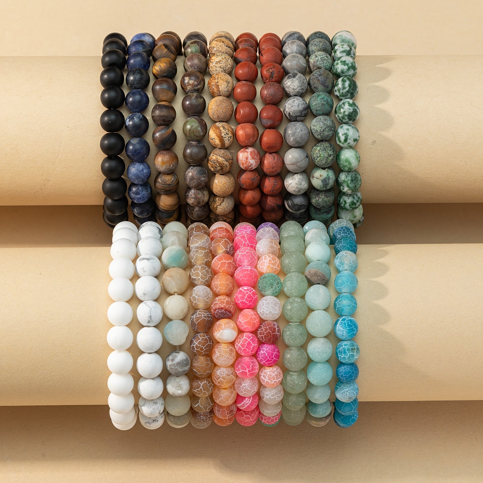 8mm natural stone matte beaded bracelet