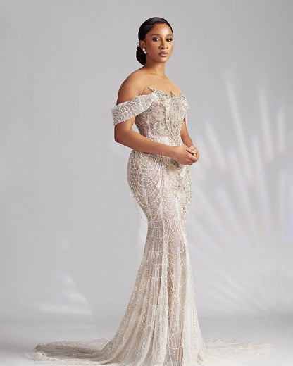 Luxury Sequin Wedding Dress | Detachable Tail