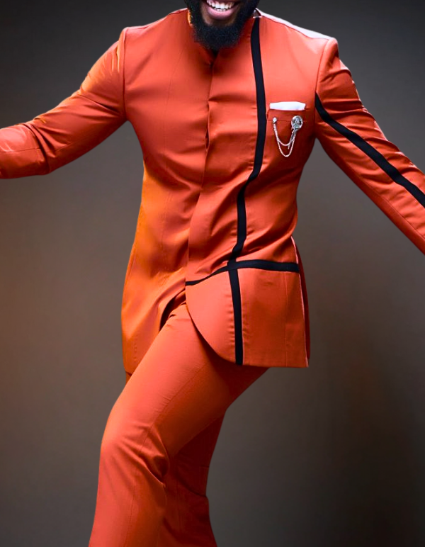 Luxury African Men Kaftan | Custom Sizing | Burnt Orange