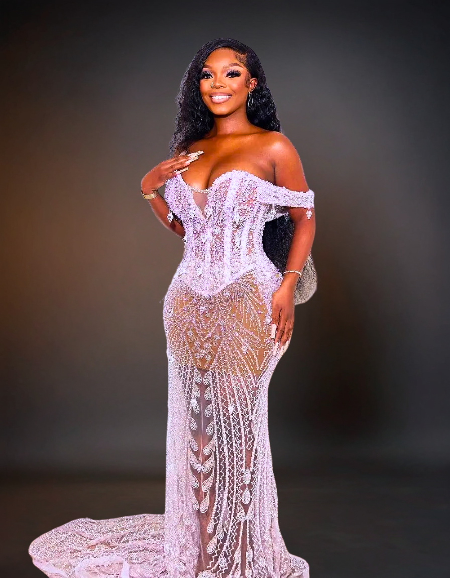 Luxury Sexy Beads Evening Sequined Mermaid Dresses | White