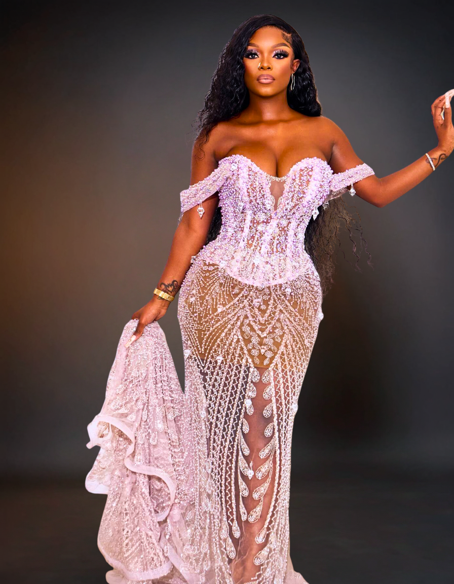 Luxury Sexy Beads Evening Sequined Mermaid Dresses | White