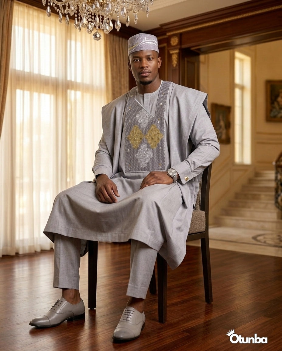 African Men Kaftan Shirt | Custom Sizing | Beige — Photo 296 | OTUNBA Luxury Fashion