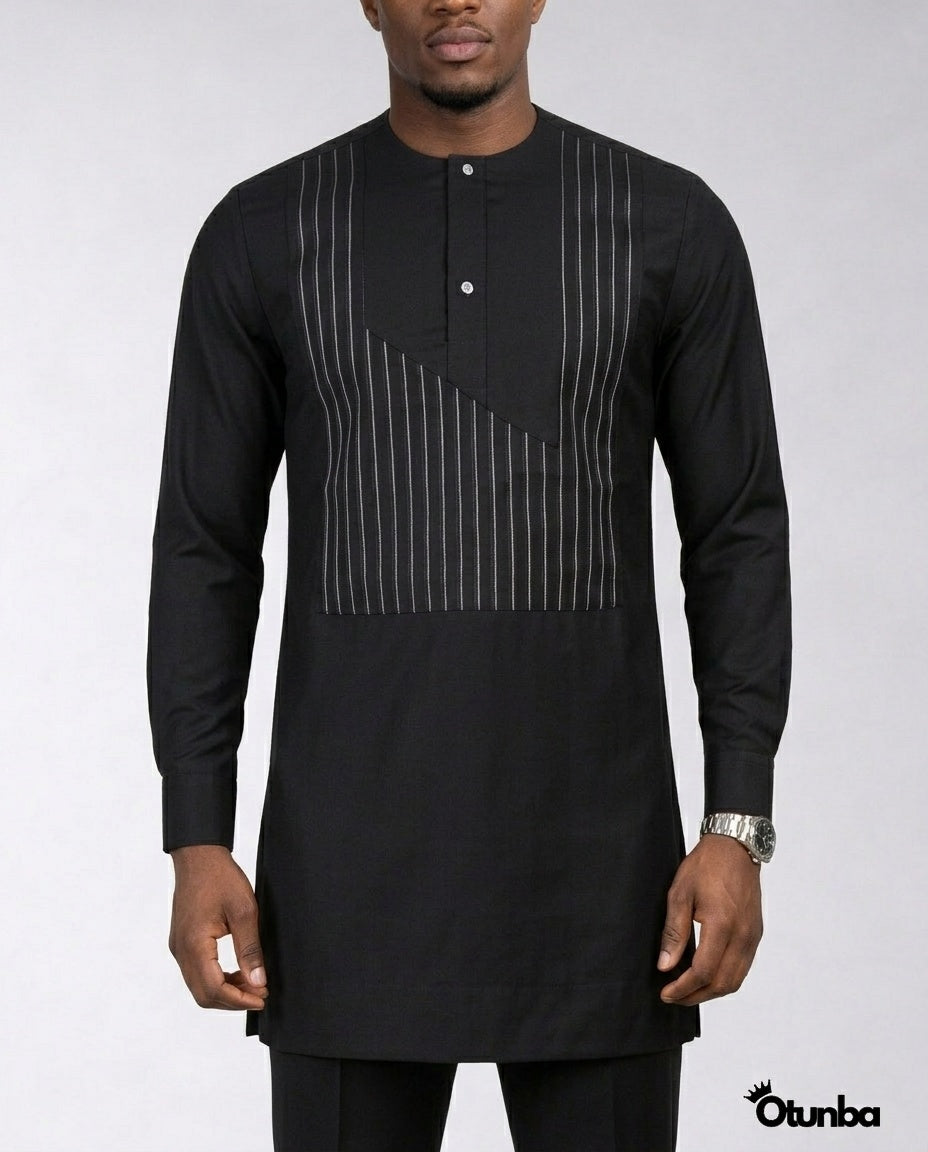African Men's Kaftan | Custom Senator Wear | Black — Photo 111 | OTUNBA Luxury Fashion