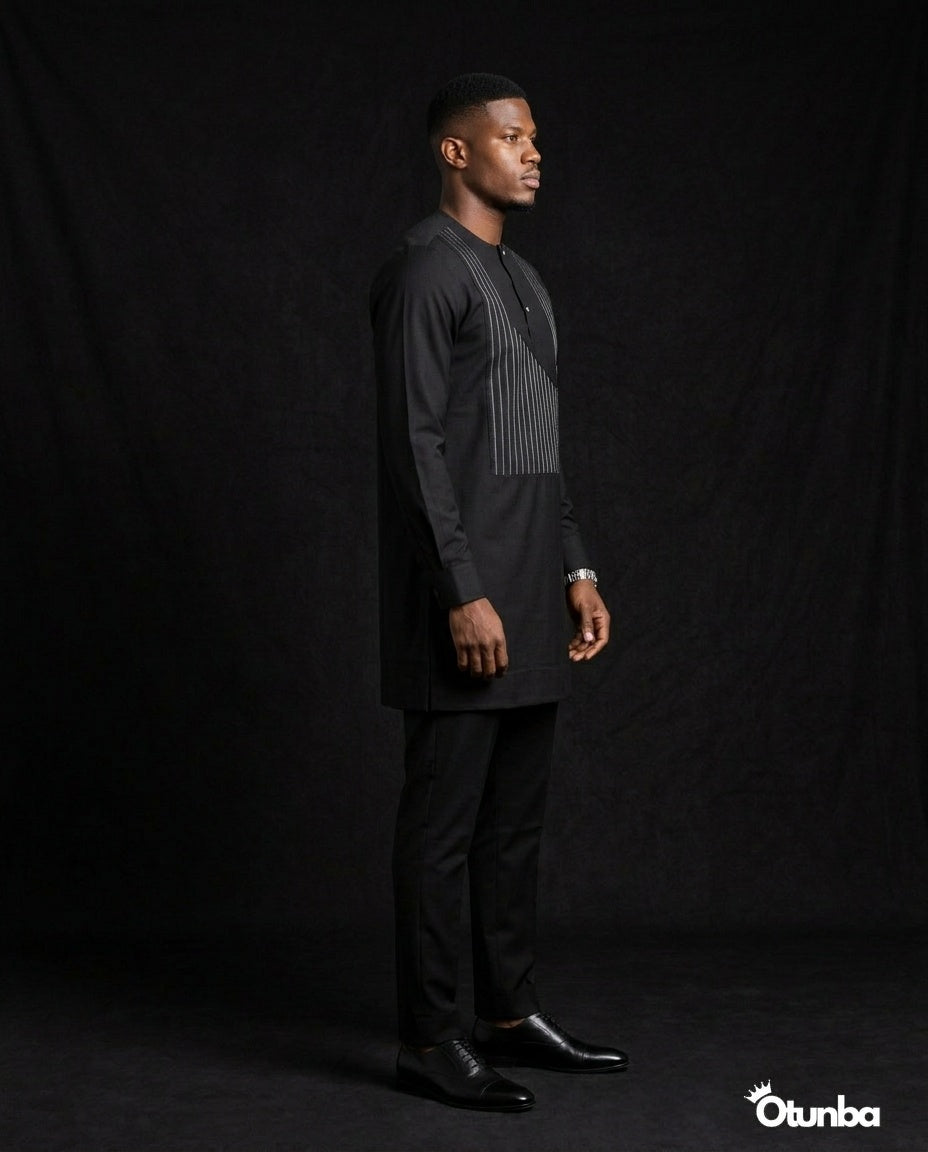 African Men's Kaftan | Custom Senator Wear | Black — Photo 112 | OTUNBA Luxury Fashion