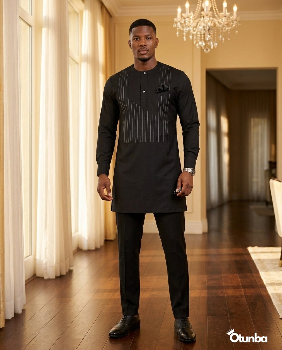 African Men's Kaftan | Custom Senator Wear | Black — Photo 114 | OTUNBA Luxury Fashion