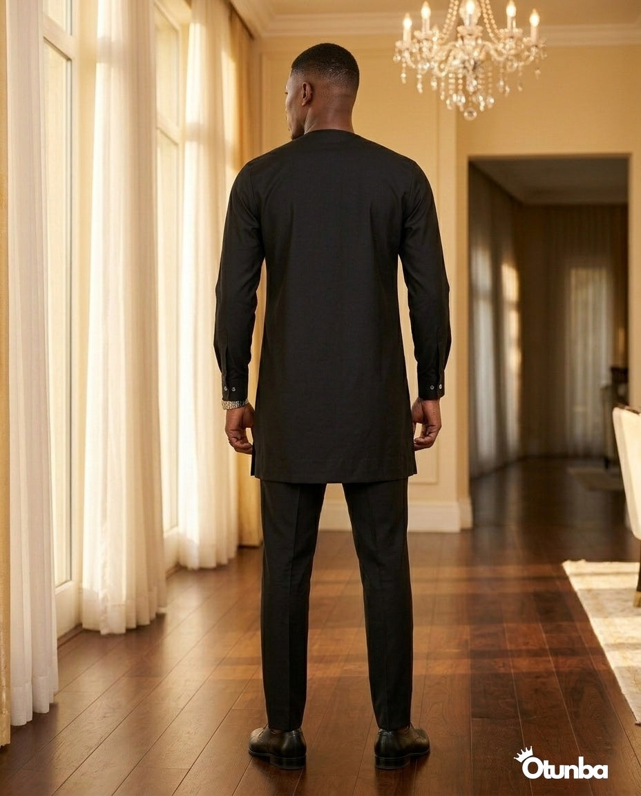 African Men's Kaftan | Custom Senator Wear | Black — Photo 115 | OTUNBA Luxury Fashion