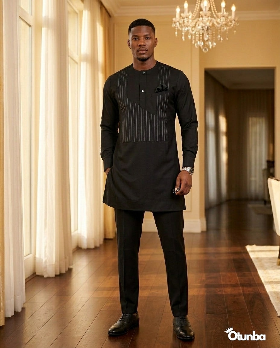 African Men's Kaftan | Custom Senator Wear | Black — Photo 117 | OTUNBA Luxury Fashion