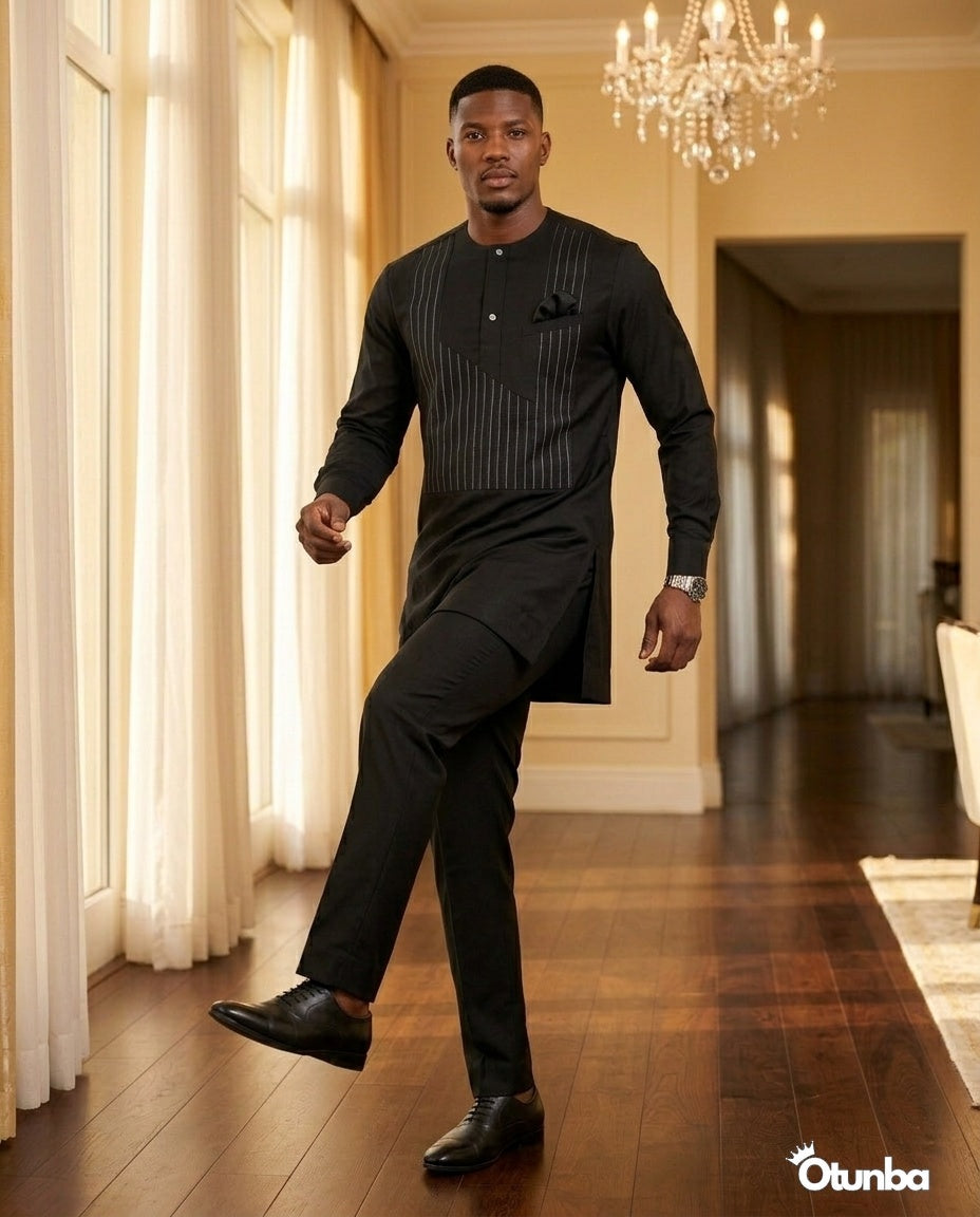 African Men's Kaftan | Custom Senator Wear | Black — Photo 118 | OTUNBA Luxury Fashion
