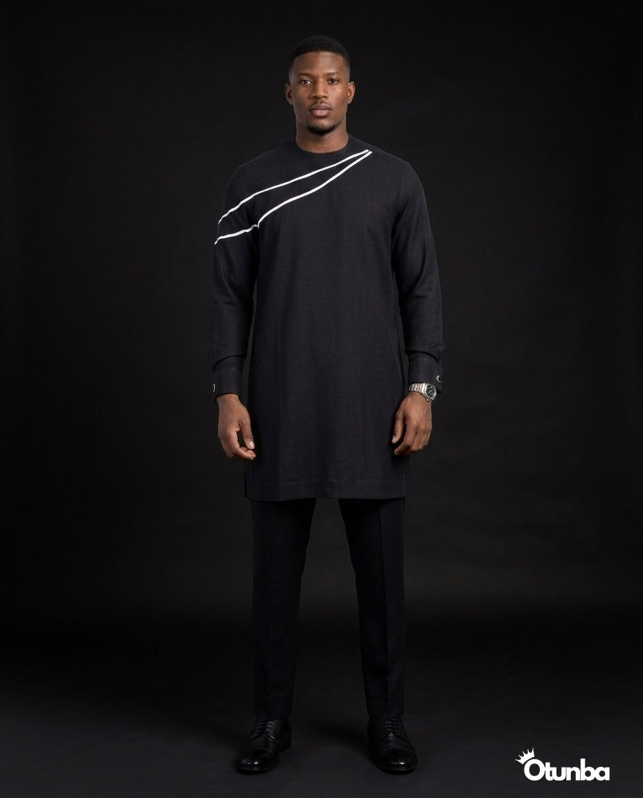 African Men's Kaftan | Custom Senator Wear | Black Style — Photo 125 | OTUNBA Luxury Fashion