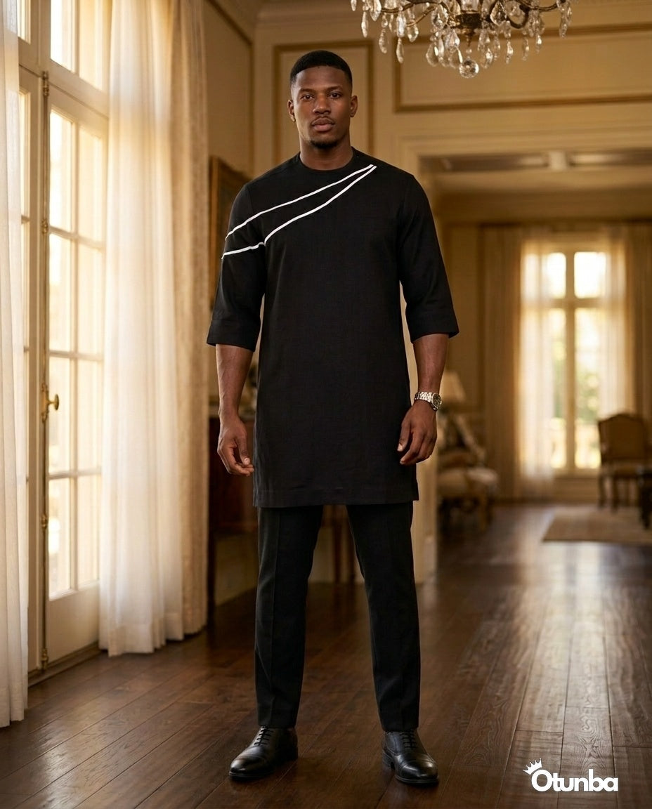 African Men's Kaftan | Custom Senator Wear | Black Style — Photo 129 | OTUNBA Luxury Fashion