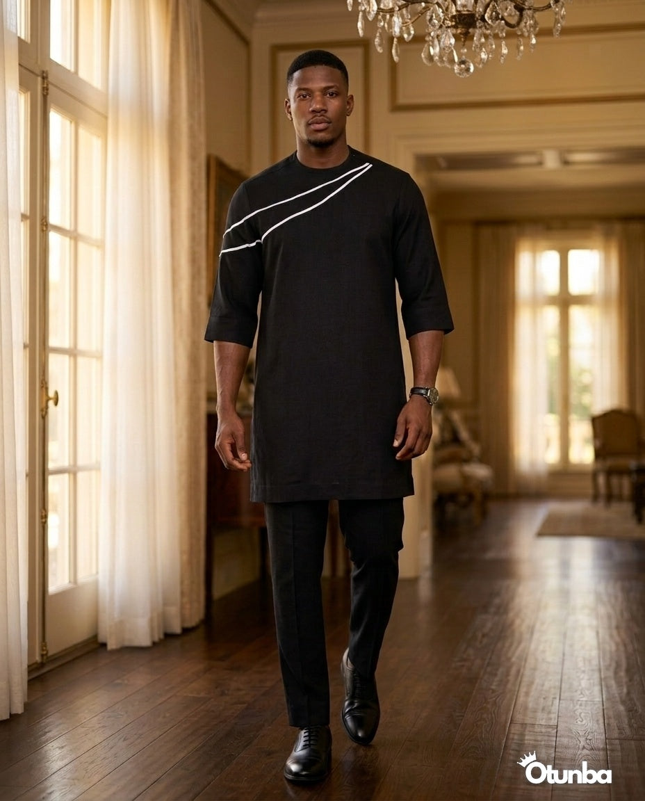 African Men's Kaftan | Custom Senator Wear | Black Style — Photo 130 | OTUNBA Luxury Fashion