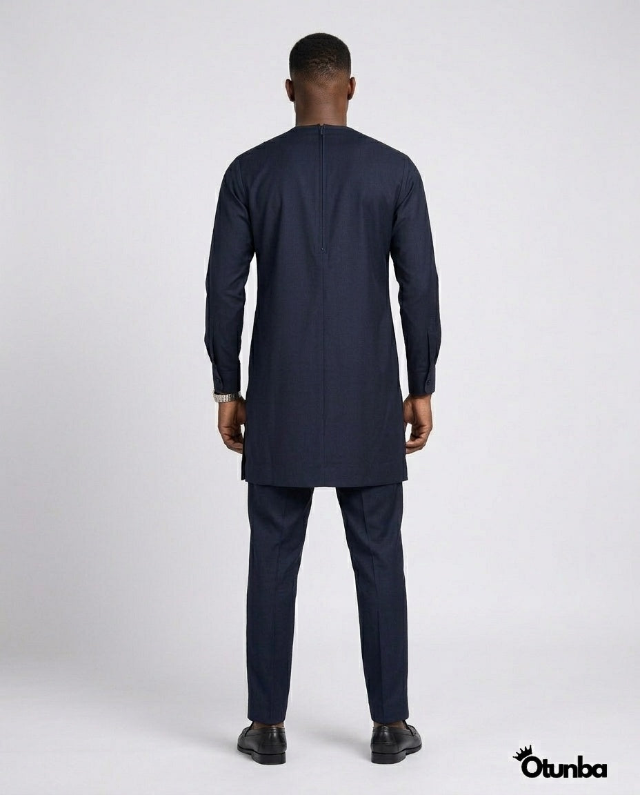 African Men's Kaftan | Custom Senator Wear | Blue Design