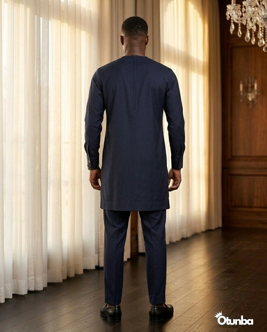 African Men's Kaftan | Custom Senator Wear | Blue Design — Photo 151 | OTUNBA Luxury Fashion
