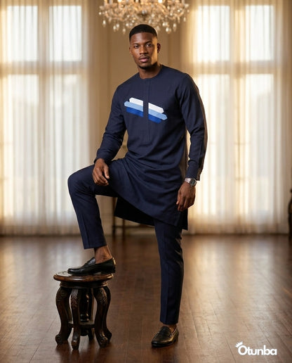 African Men's Kaftan | Custom Senator Wear | Blue Design — Photo 154 | OTUNBA Luxury Fashion