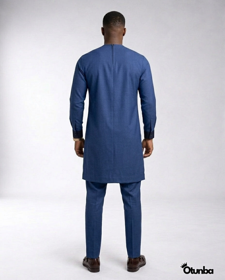 African Men's Kaftan | Custom Senator Wear | Blue — Photo 134 | OTUNBA Luxury Fashion