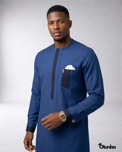African Men's Kaftan | Custom Senator Wear | Blue — Photo 135 | OTUNBA Luxury Fashion