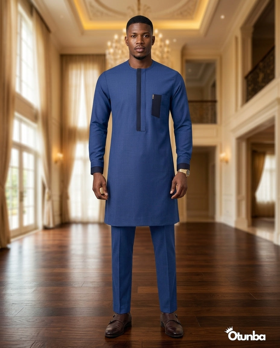 African Men's Kaftan | Custom Senator Wear | Blue — Photo 138 | OTUNBA Luxury Fashion