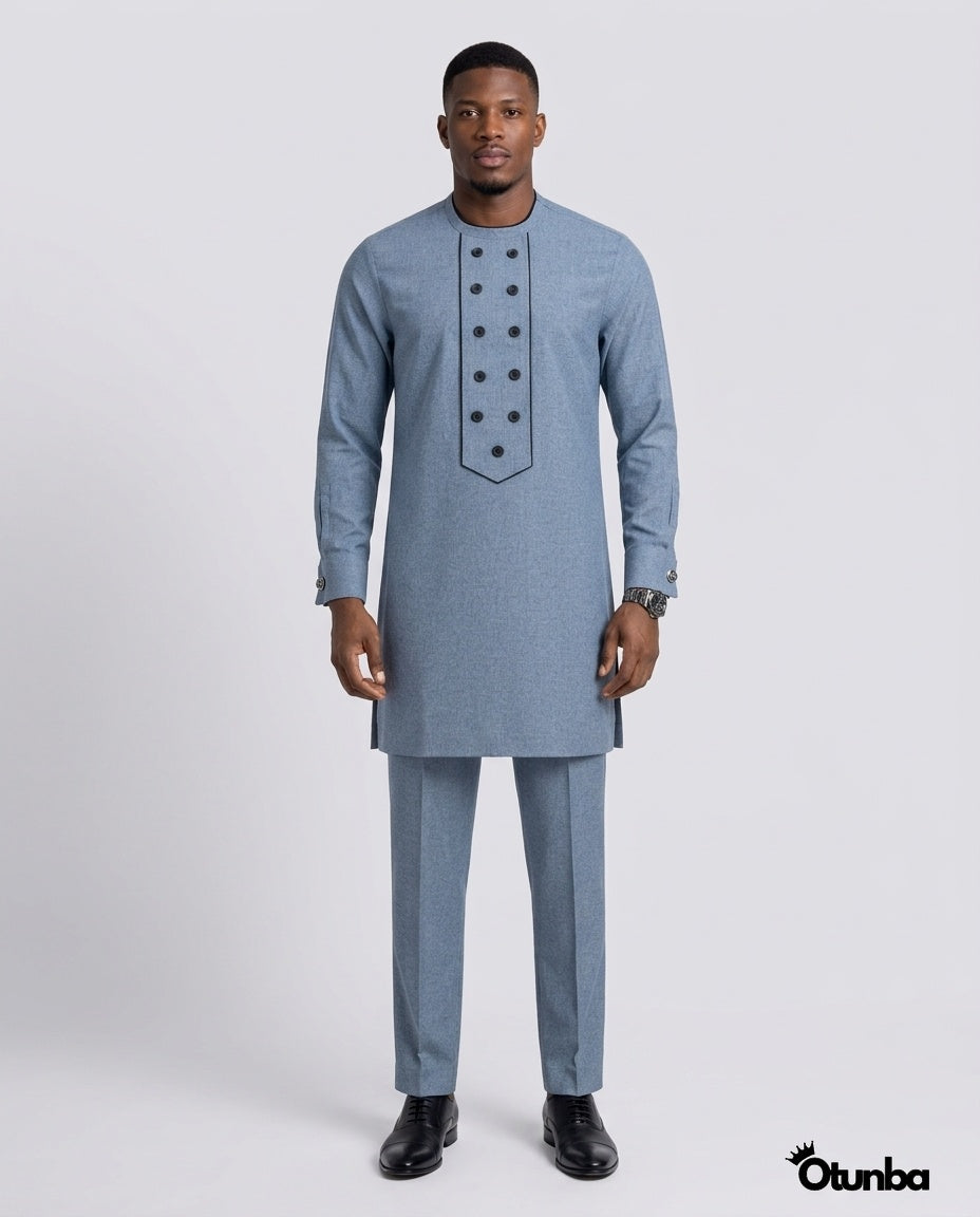 African Men's Kaftan | Custom Senator Wear | Blue Style — Photo 157 | OTUNBA Luxury Fashion