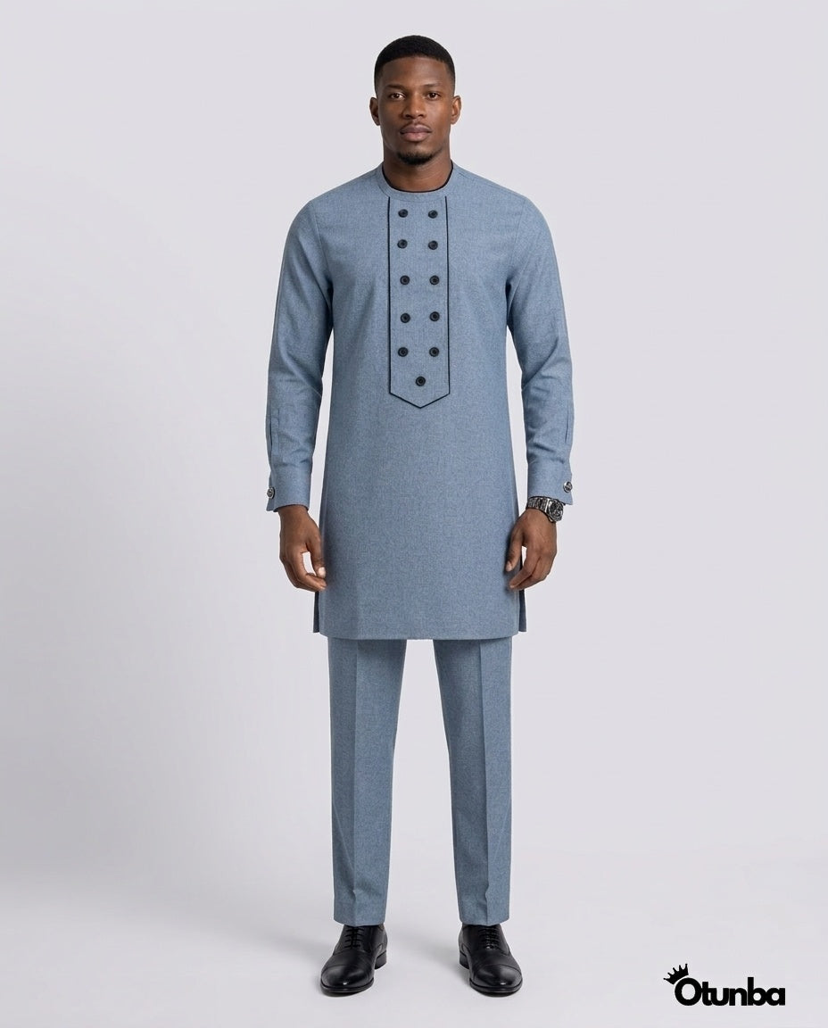 African Men's Kaftan | Custom Senator Wear | Blue Style — Photo 159 | OTUNBA Luxury Fashion