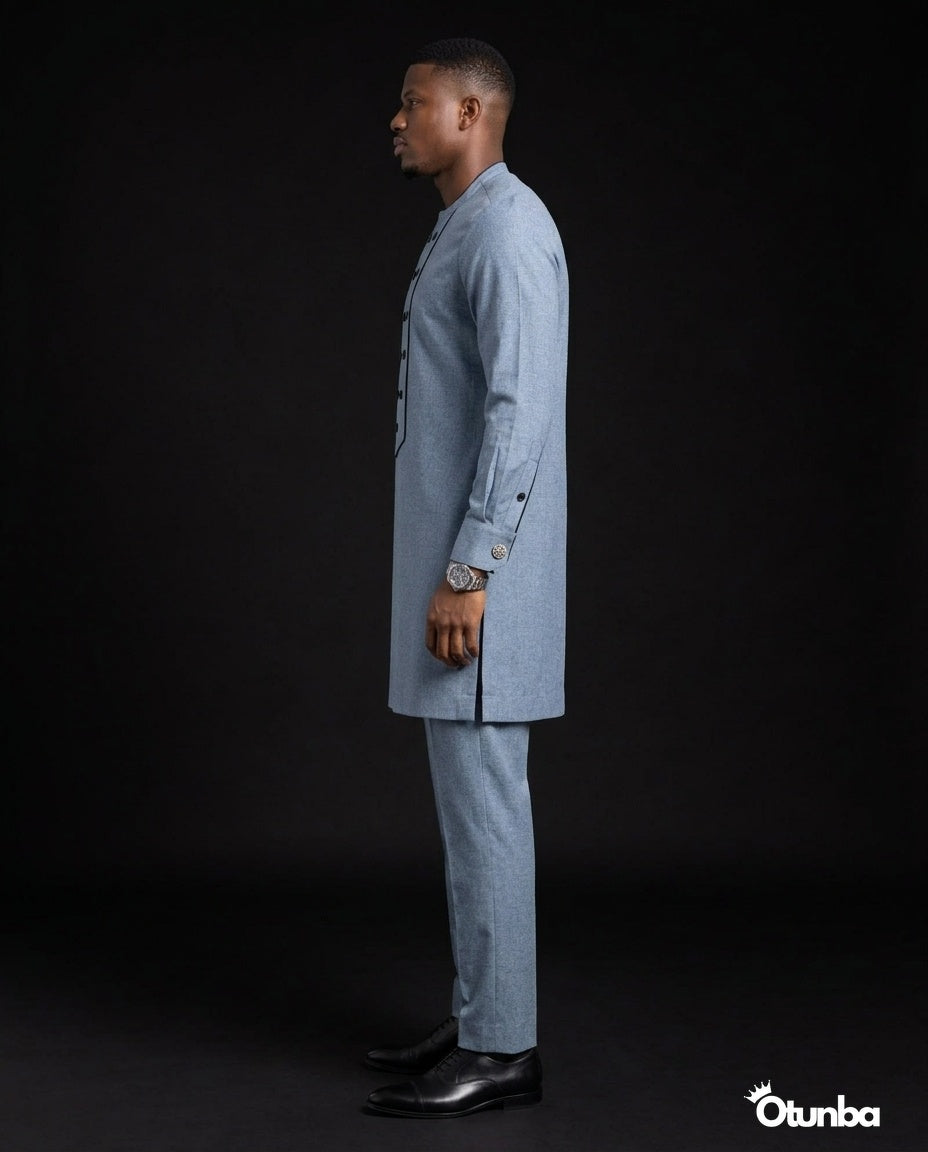 African Men's Kaftan | Custom Senator Wear | Blue Style — Photo 160 | OTUNBA Luxury Fashion