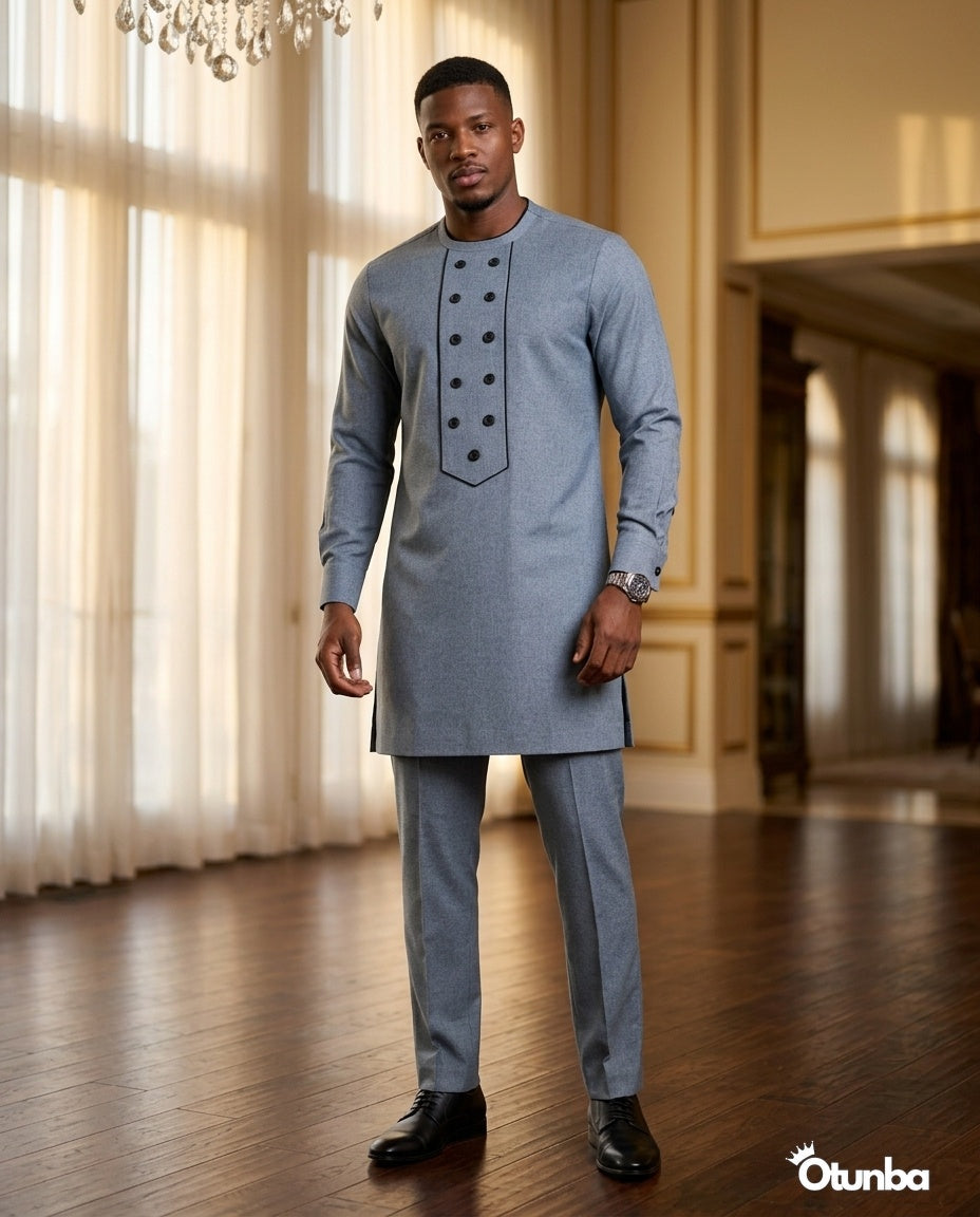 African Men's Kaftan | Custom Senator Wear | Blue Style — Photo 162 | OTUNBA Luxury Fashion