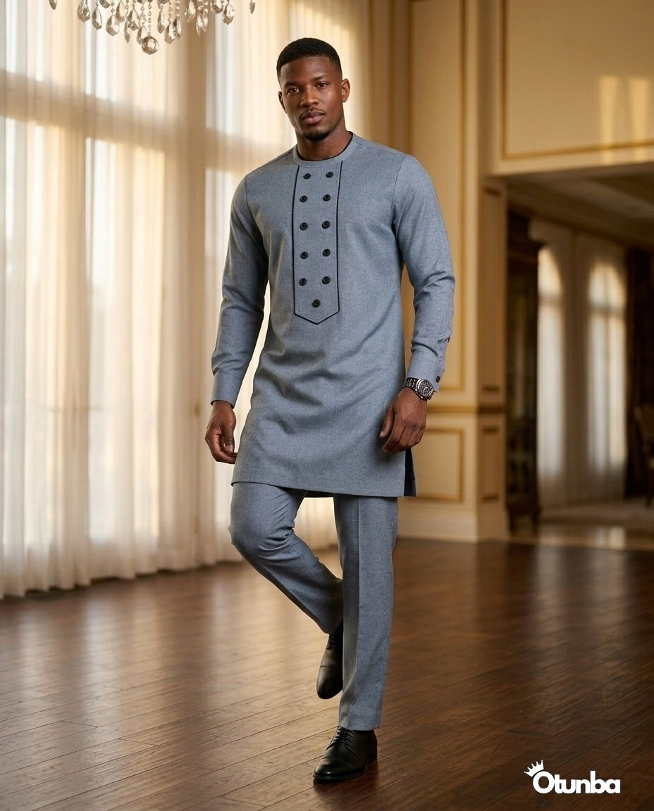 African Men's Kaftan | Custom Senator Wear | Blue Style — Photo 166 | OTUNBA Luxury Fashion