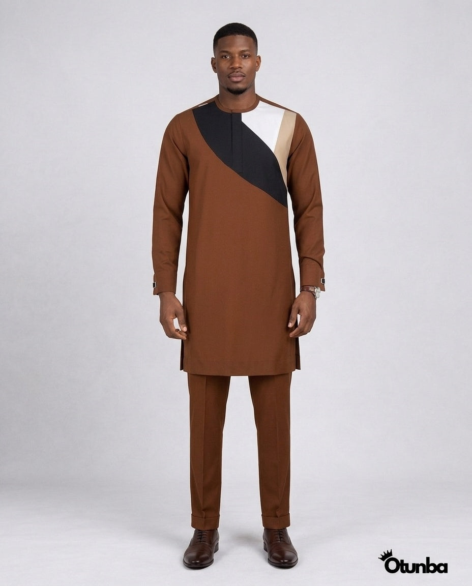 African Men's Kaftan | Custom Senator Wear | Brown — Photo 169 | OTUNBA Luxury Fashion