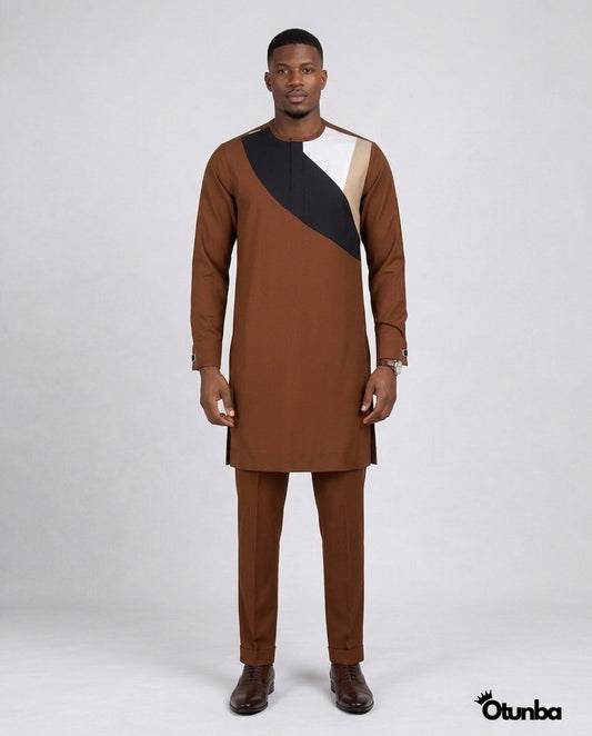 African Men's Kaftan | Custom Senator Wear | Brown — Photo 169 | OTUNBA Luxury Fashion