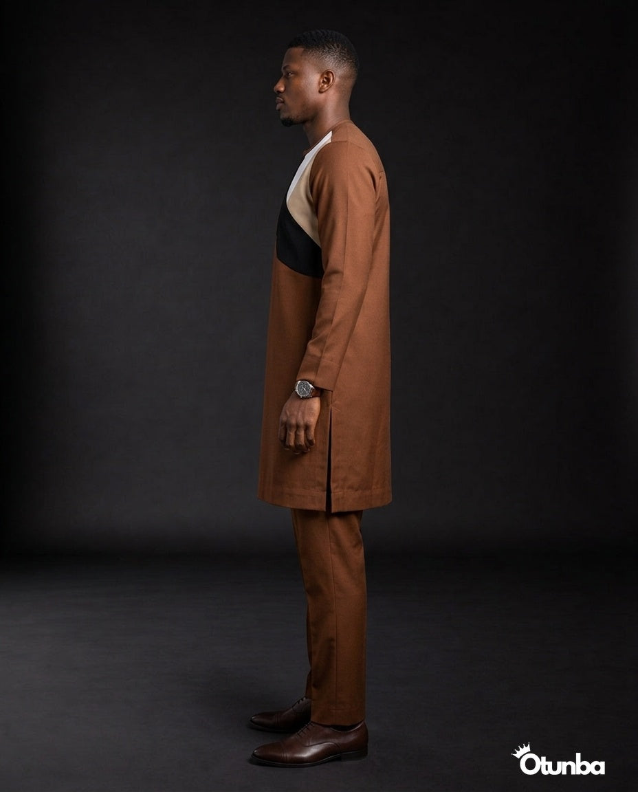 African Men's Kaftan | Custom Senator Wear | Brown — Photo 172 | OTUNBA Luxury Fashion