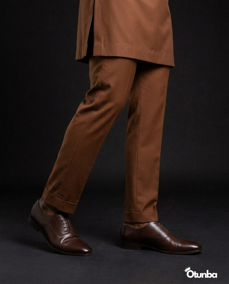 African Men's Kaftan | Custom Senator Wear | Brown — Photo 173 | OTUNBA Luxury Fashion