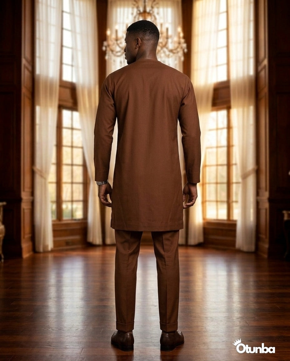 African Men's Kaftan | Custom Senator Wear | Brown — Photo 175 | OTUNBA Luxury Fashion