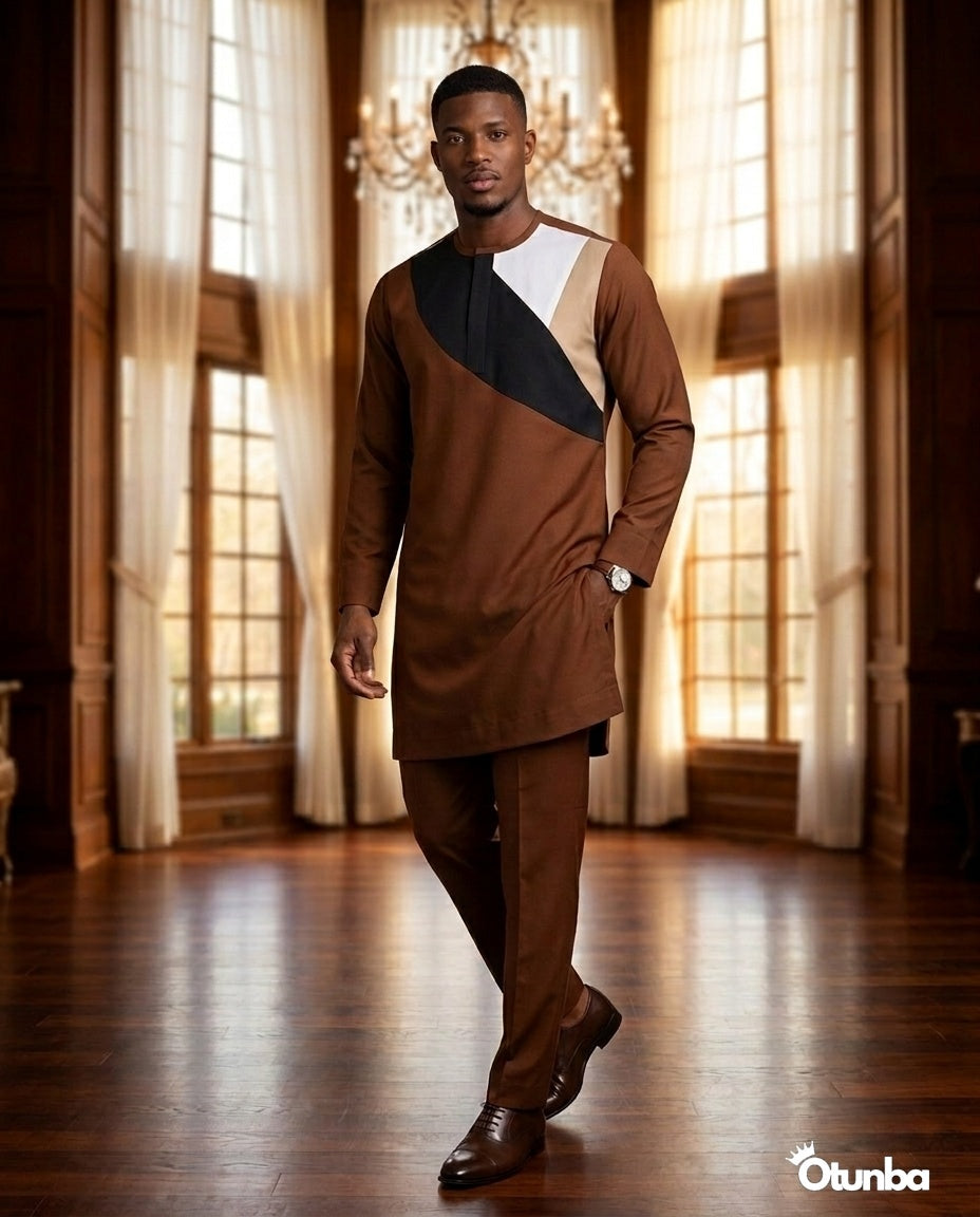 African Men's Kaftan | Custom Senator Wear | Brown — Photo 177 | OTUNBA Luxury Fashion