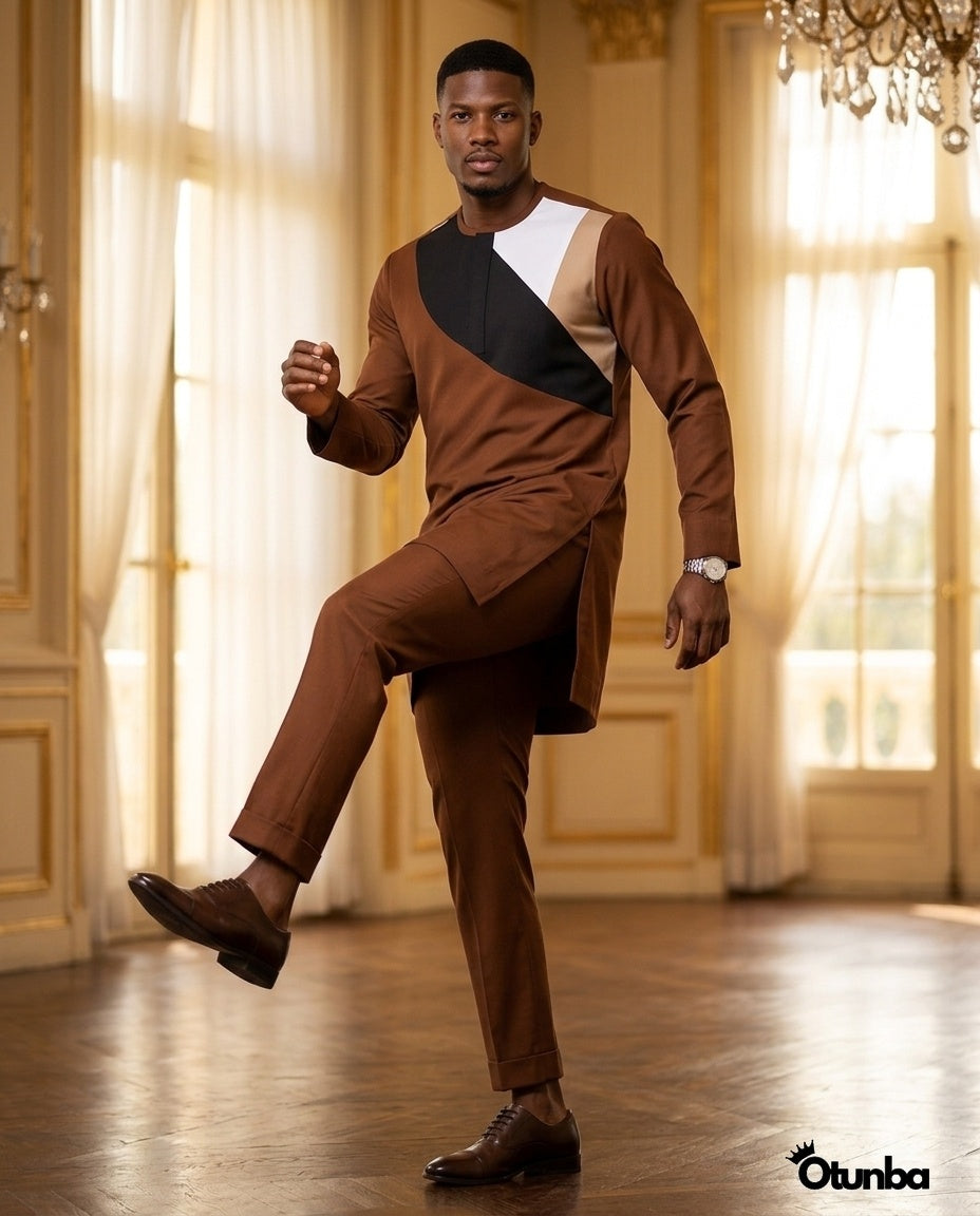 African Men's Kaftan | Custom Senator Wear | Brown — Photo 178 | OTUNBA Luxury Fashion