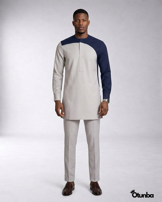 African Men's Kaftan | Custom Senator Wear | Elegant Grey — Photo 181 | OTUNBA Luxury Fashion