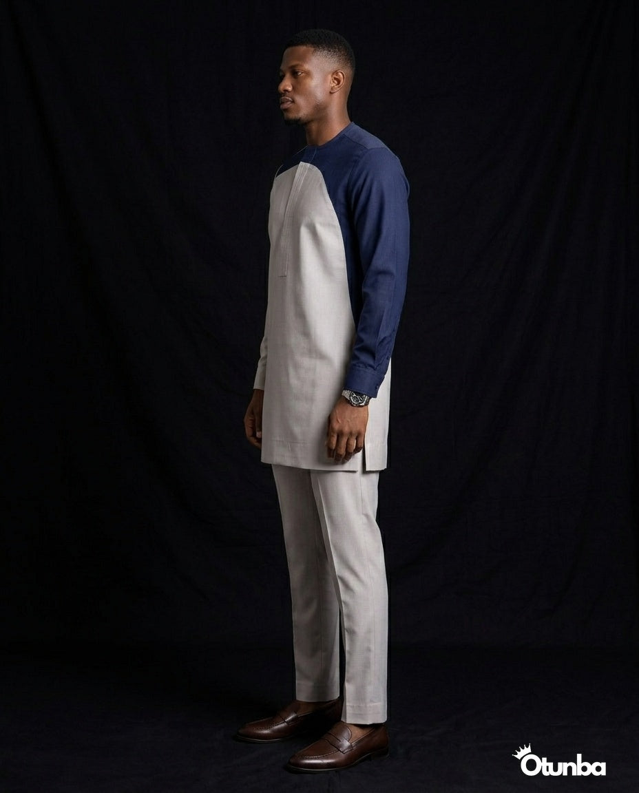 African Men's Kaftan | Custom Senator Wear | Elegant Grey — Photo 184 | OTUNBA Luxury Fashion