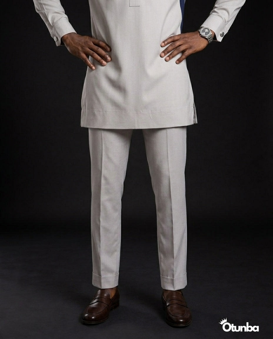 African Men's Kaftan | Custom Senator Wear | Elegant Grey — Photo 185 | OTUNBA Luxury Fashion