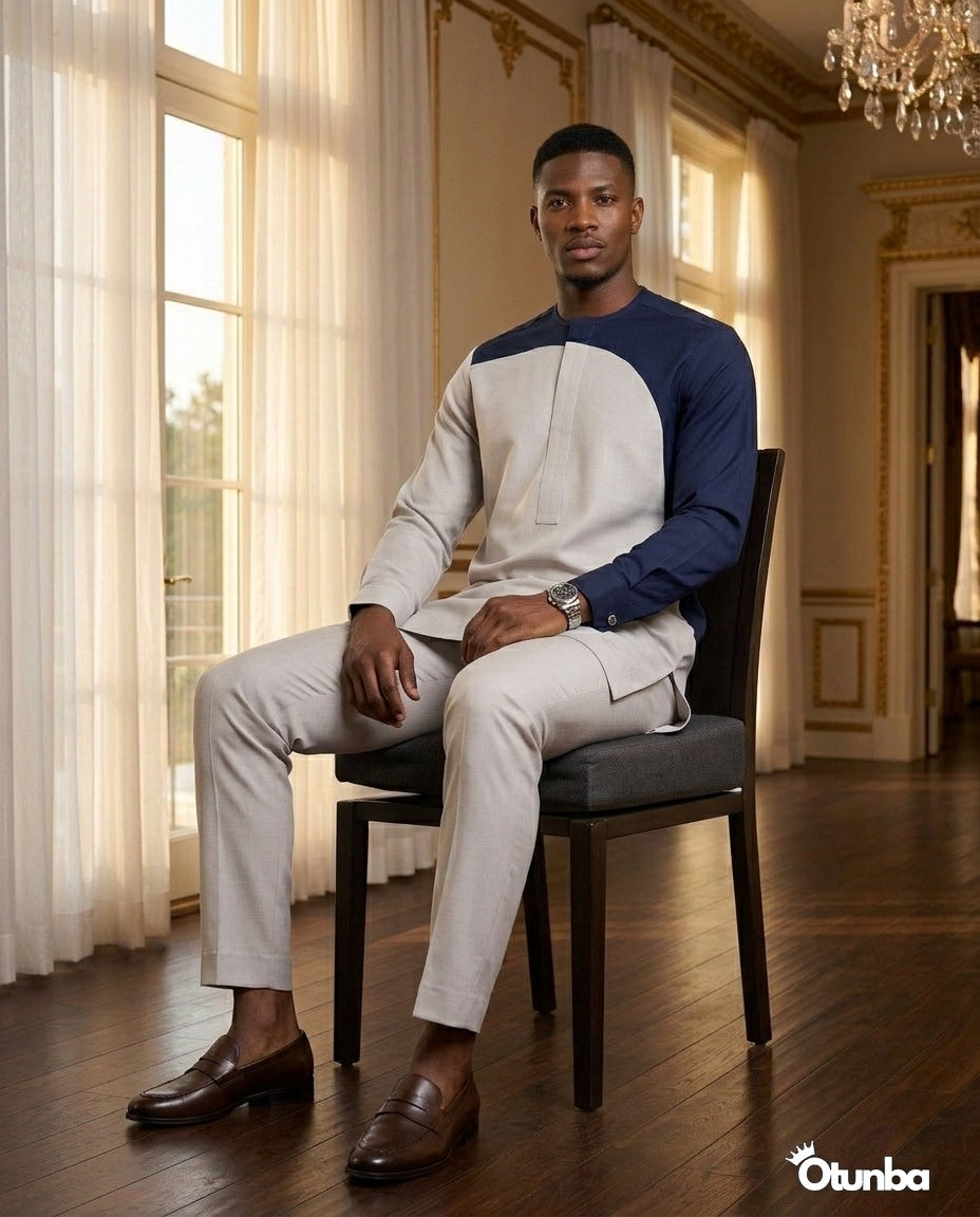 African Men's Kaftan | Custom Senator Wear | Elegant Grey — Photo 188 | OTUNBA Luxury Fashion