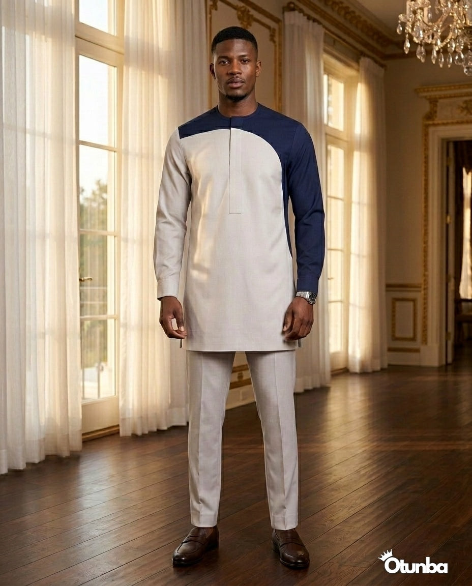 African Men's Kaftan | Custom Senator Wear | Elegant Grey — Photo 189 | OTUNBA Luxury Fashion
