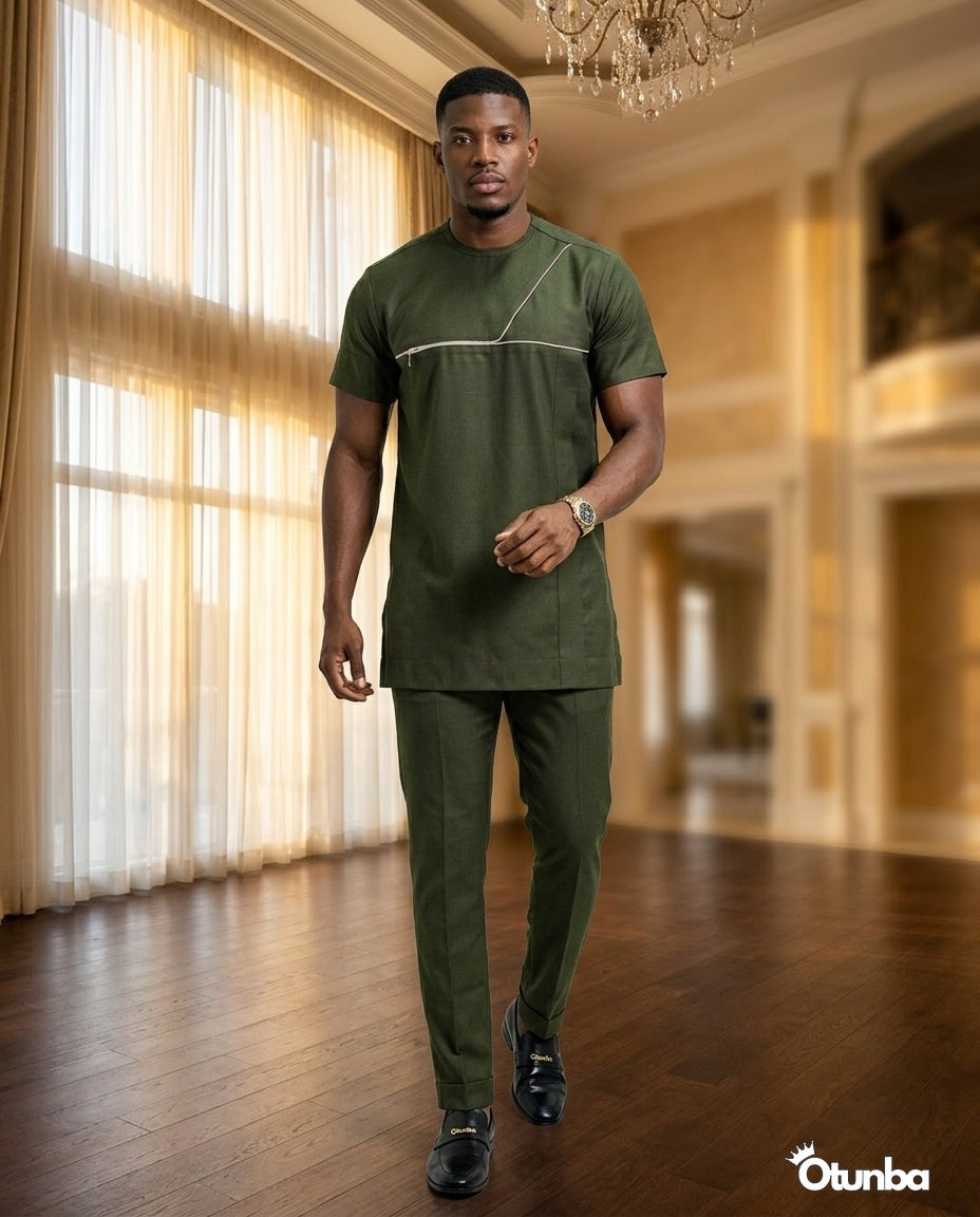 African Men's Kaftan | Custom Senator Wear | Green — Photo 198 | OTUNBA Luxury Fashion