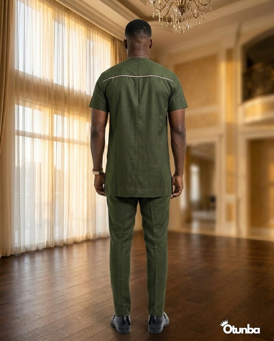 African Men's Kaftan | Custom Senator Wear | Green — Photo 199 | OTUNBA Luxury Fashion