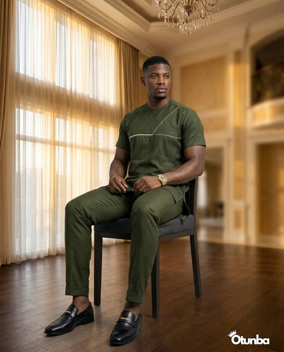 African Men's Kaftan | Custom Senator Wear | Green — Photo 200 | OTUNBA Luxury Fashion