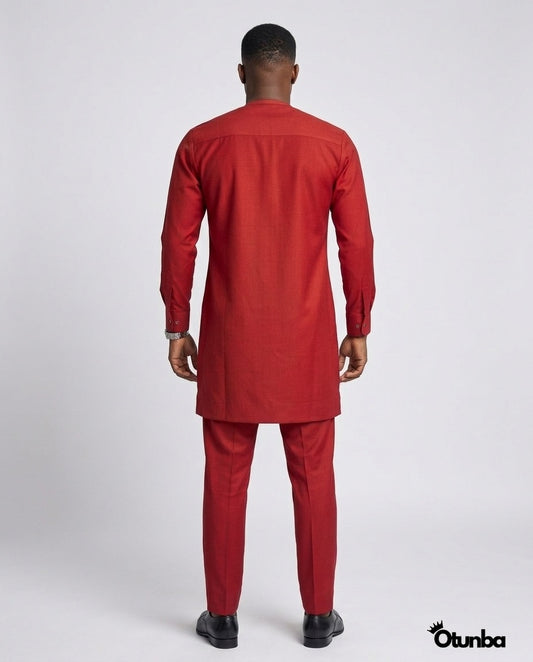 African Men's Kaftan | Custom Senator Wear | Red — Photo 218 | OTUNBA Luxury Fashion