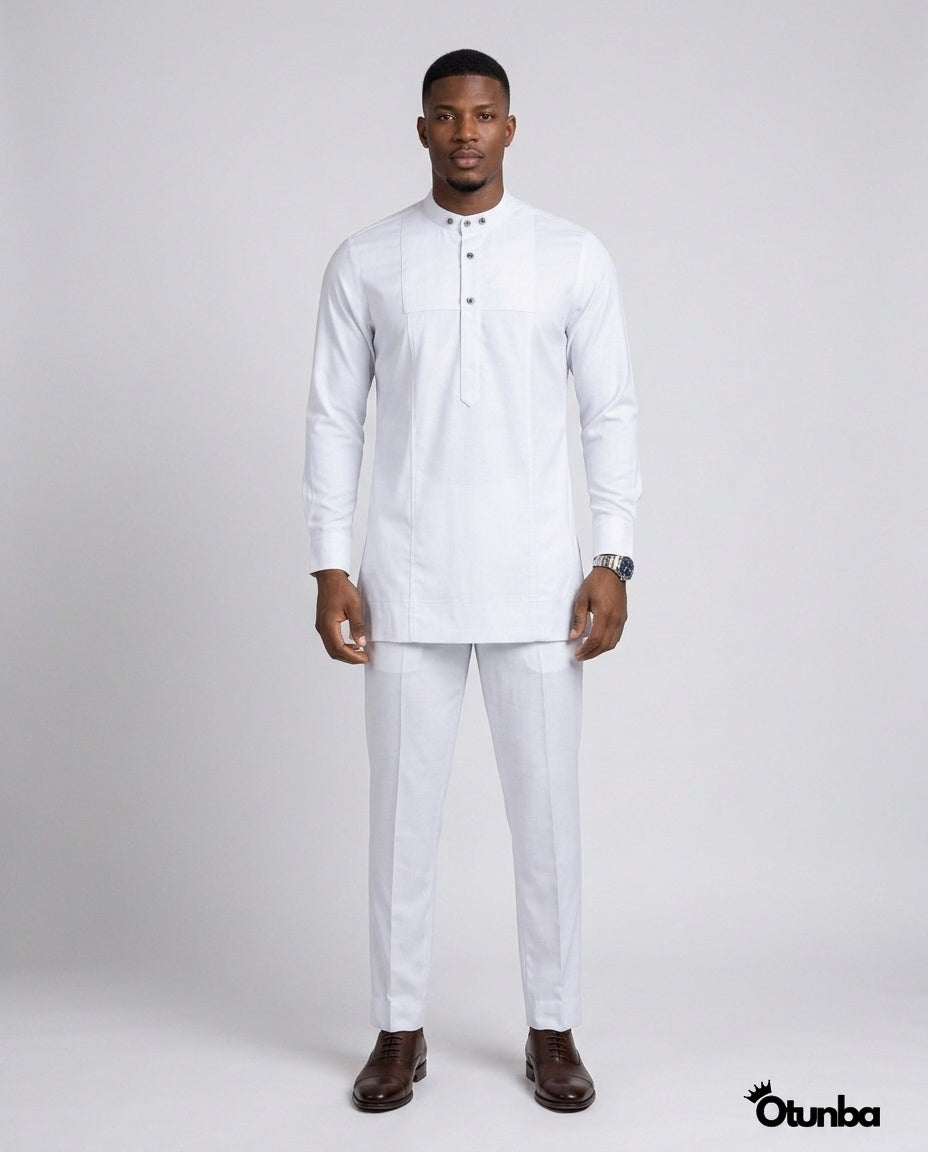 African Men's Kaftan | Custom Senator Wear | White