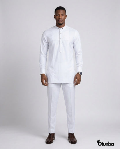 African Men's Kaftan | Custom Senator Wear | White — Photo 229 | OTUNBA Luxury Fashion