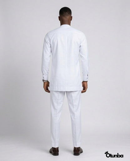 African Men's Kaftan | Custom Senator Wear | White — Photo 230 | OTUNBA Luxury Fashion