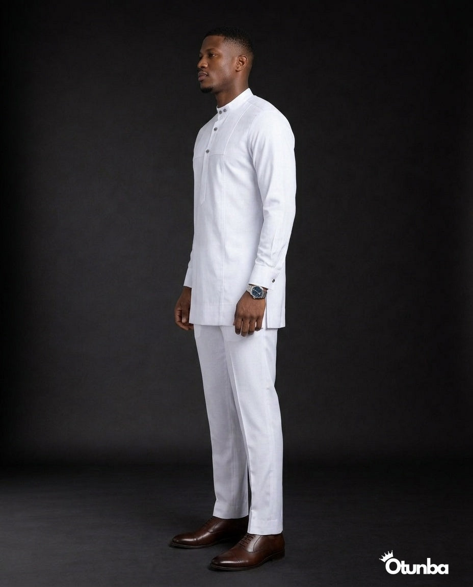 African Men's Kaftan | Custom Senator Wear | White — Photo 232 | OTUNBA Luxury Fashion