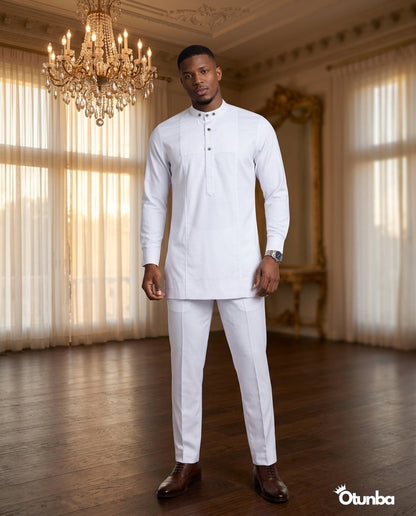 African Men's Kaftan | Custom Senator Wear | White — Photo 234 | OTUNBA Luxury Fashion