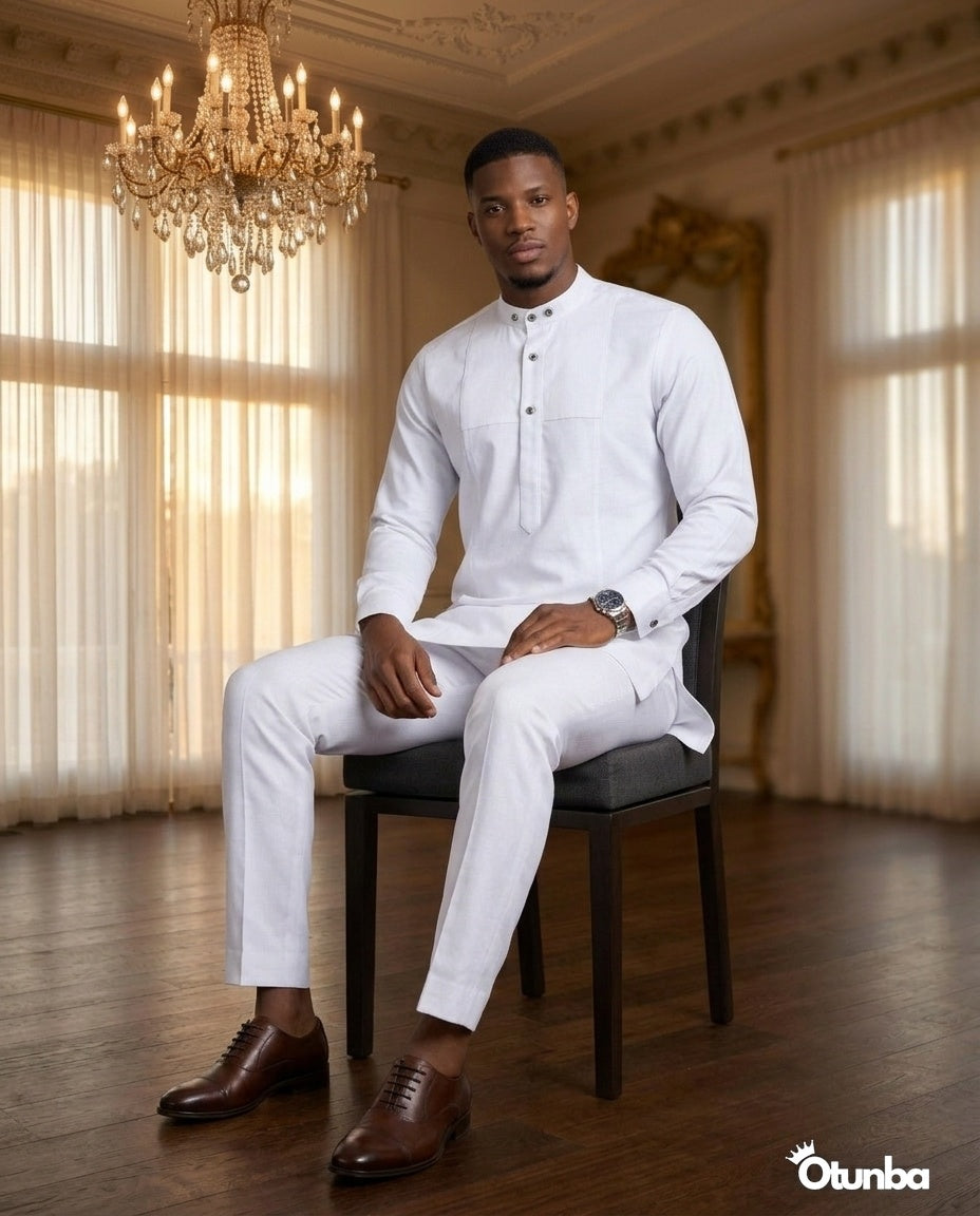 African Men's Kaftan | Custom Senator Wear | White — Photo 236 | OTUNBA Luxury Fashion