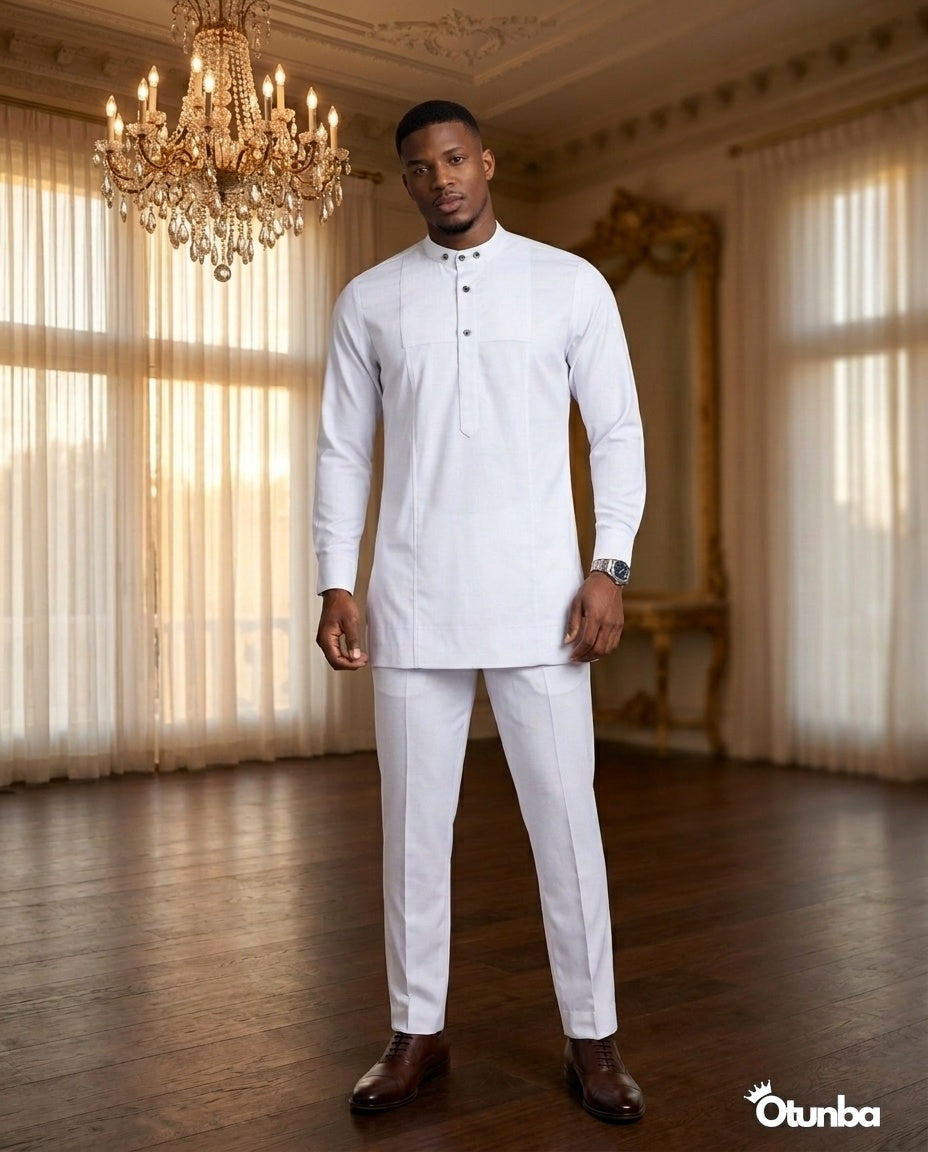 African Men's Kaftan | Custom Senator Wear | White — Photo 237 | OTUNBA Luxury Fashion